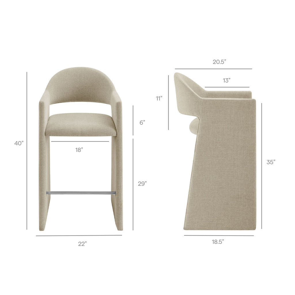 Talia 41 Inch Upholstered Fabric Bar Stool - Linen