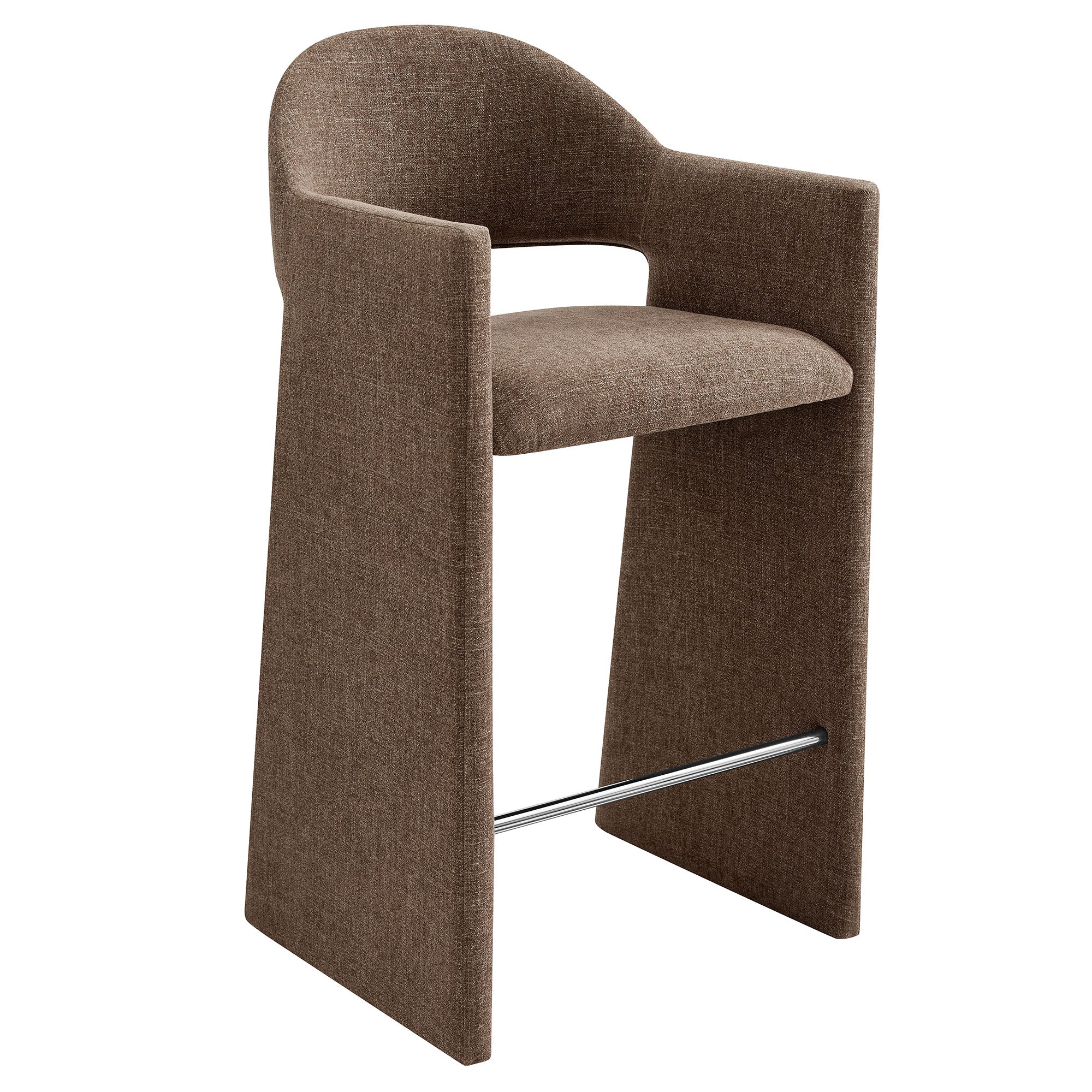 Talia 41 Inch Upholstered Fabric Bar Stool - Mocha