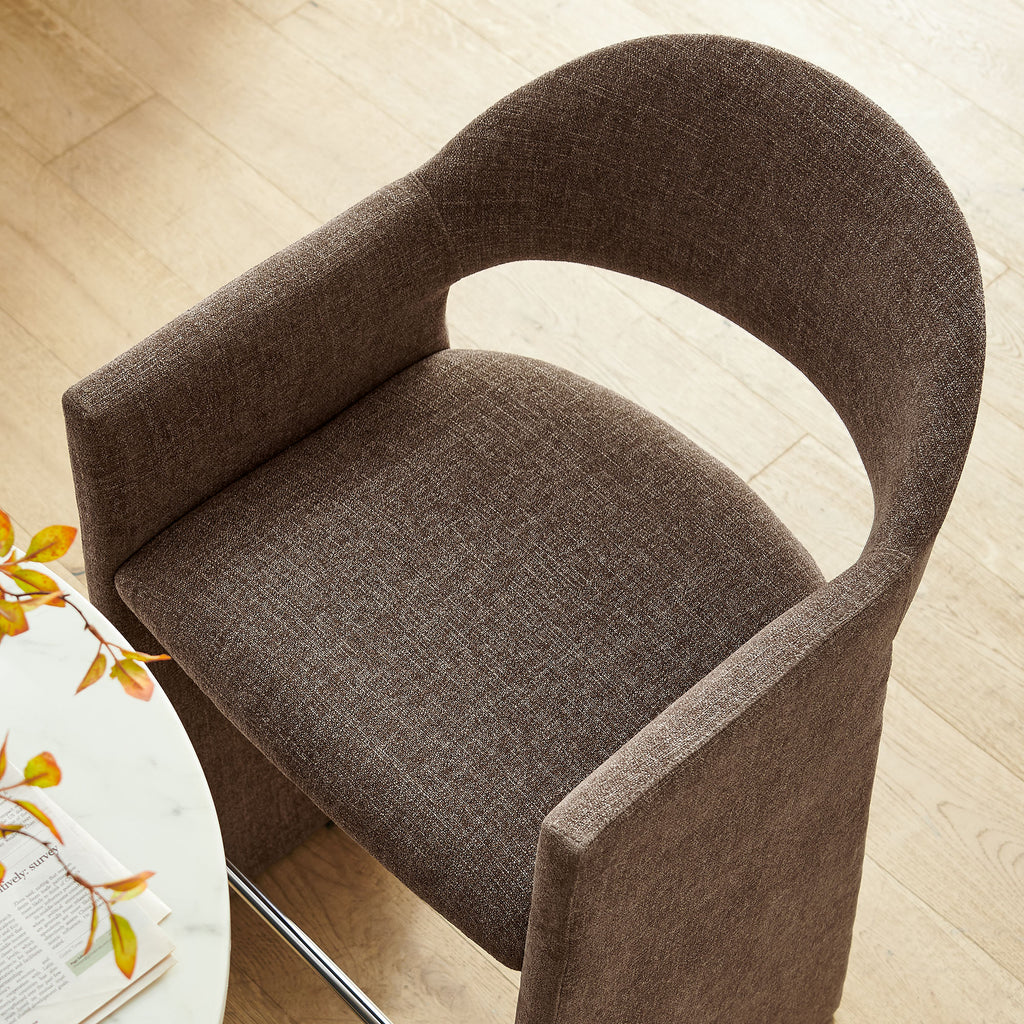 Talia 41 Inch Upholstered Fabric Bar Stool - Mocha