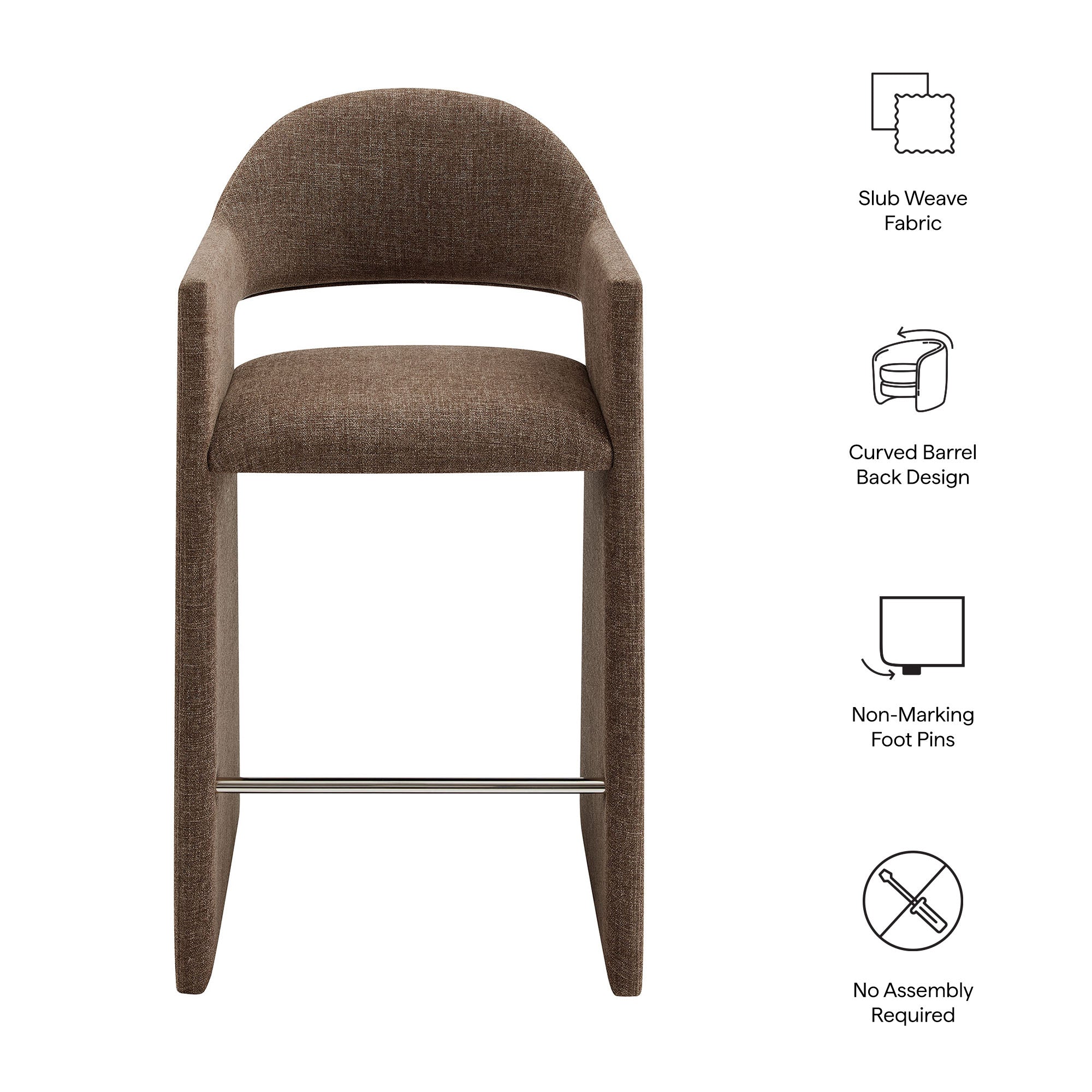 Talia 41 Inch Upholstered Fabric Bar Stool - Mocha