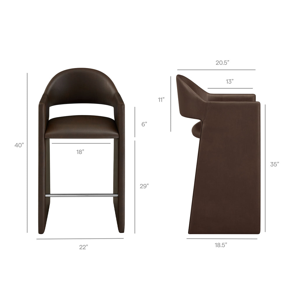Talia 41 Inch Vegan Leather Bar Stool - Espresso