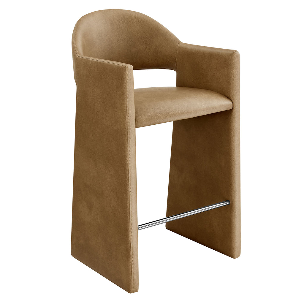 Talia 41 Inch Vegan Leather Bar Stool - Toast