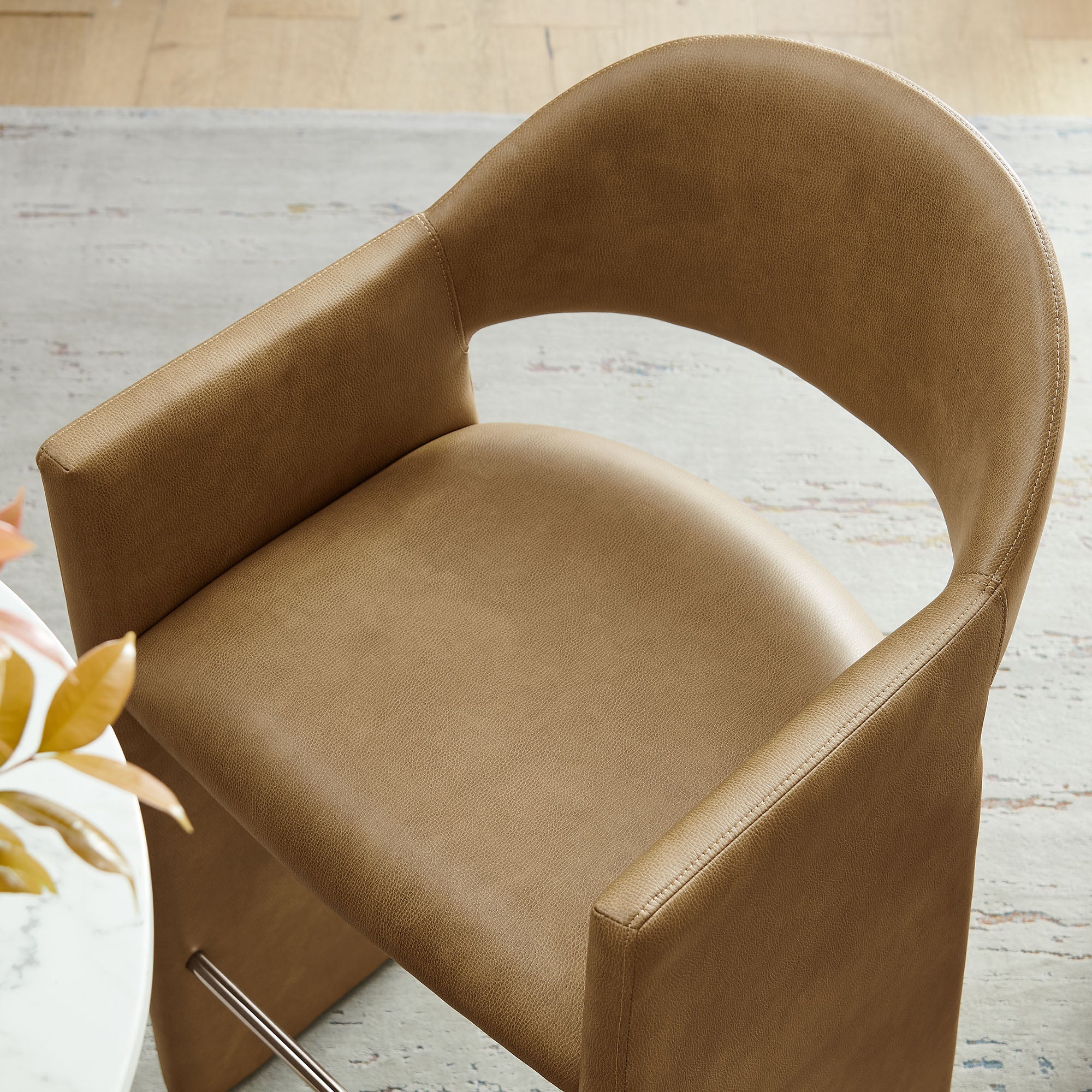 Talia 41 Inch Vegan Leather Bar Stool - Toast