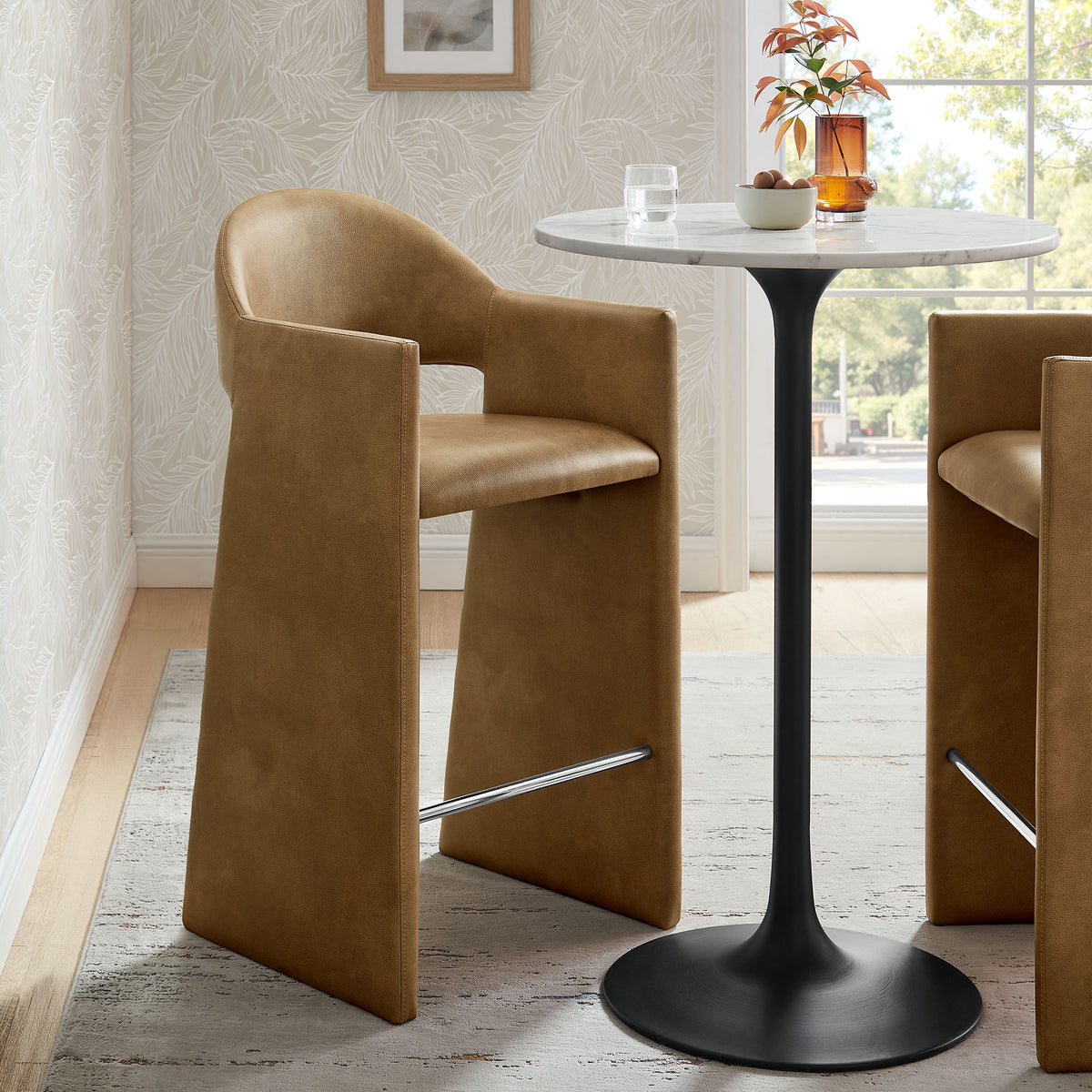 Talia 41 Inch Vegan Leather Bar Stool - Toast