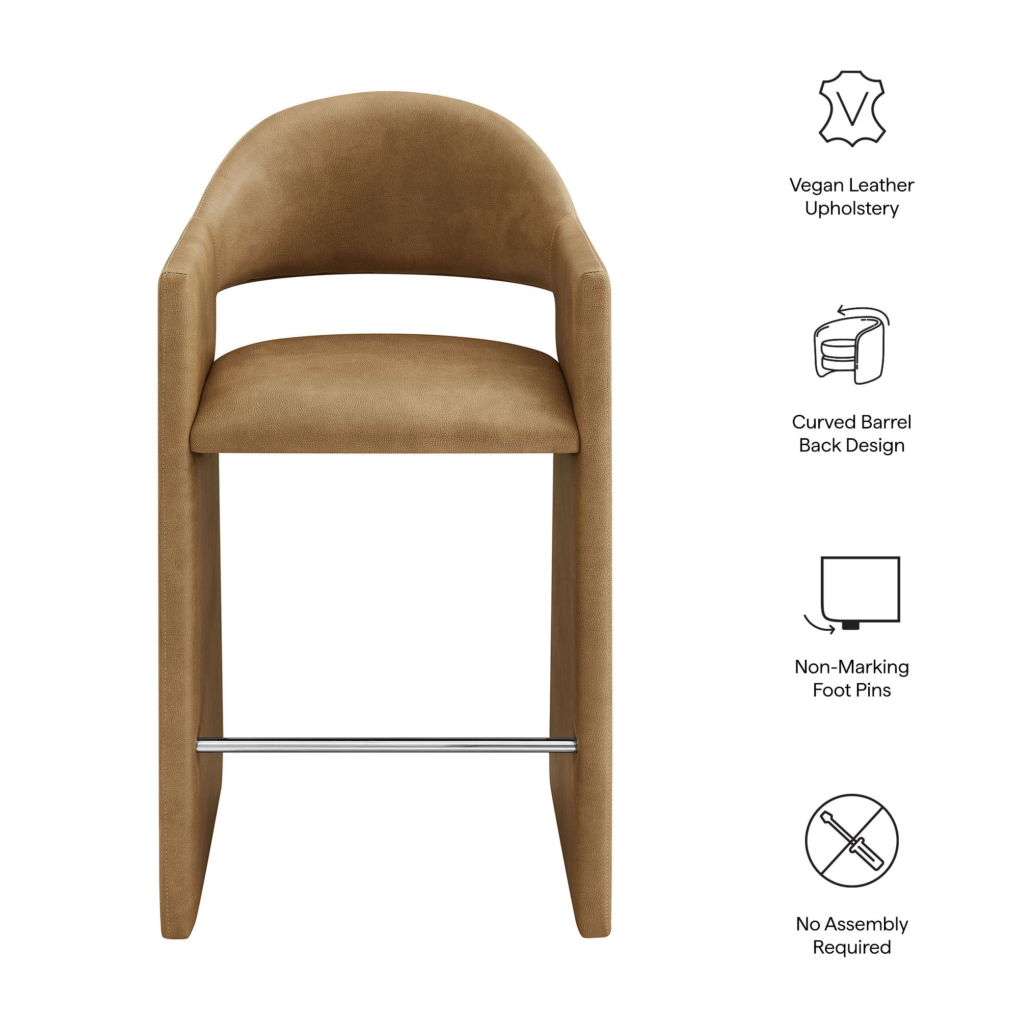 Talia 41 Inch Vegan Leather Bar Stool - Toast