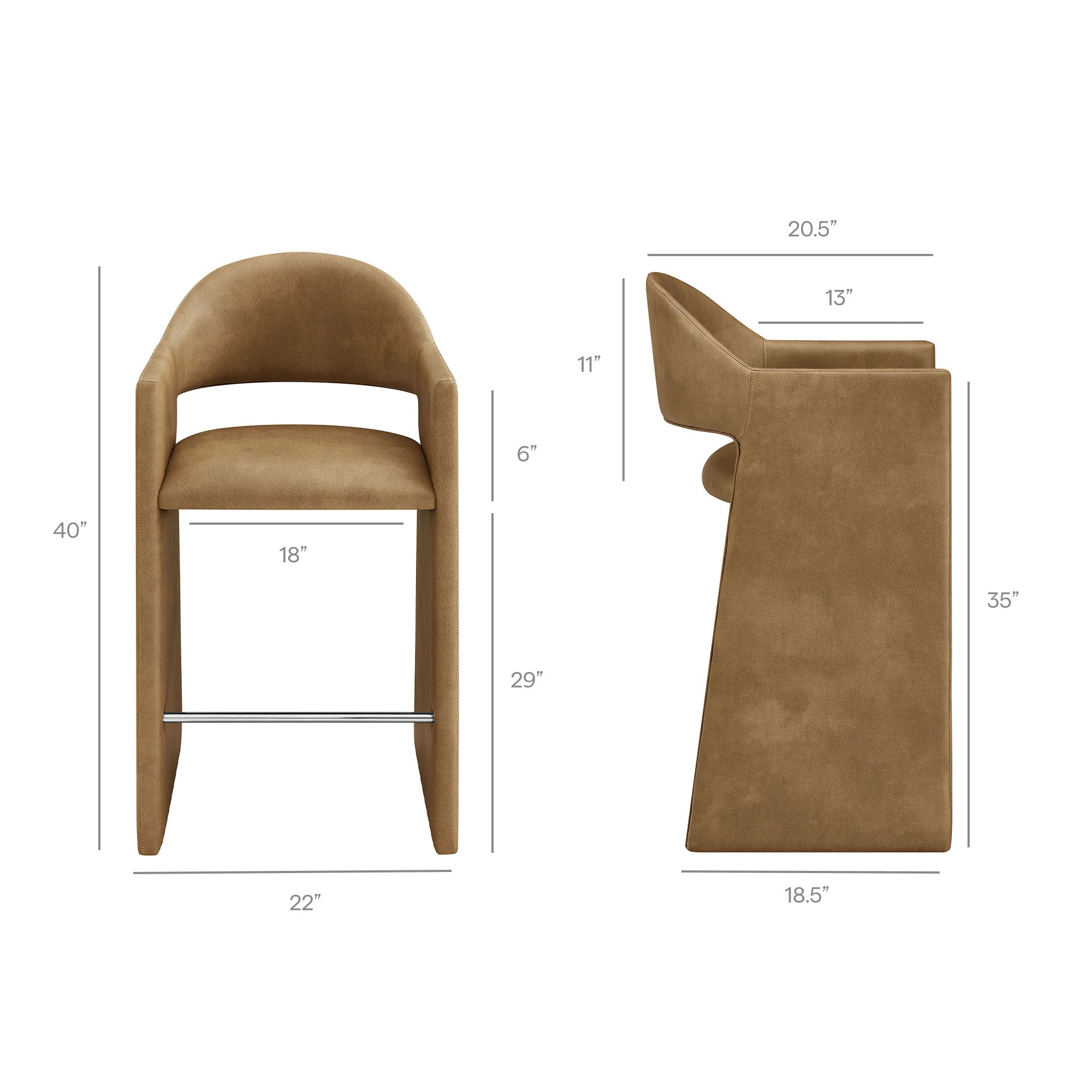 Talia 41 Inch Vegan Leather Bar Stool - Toast