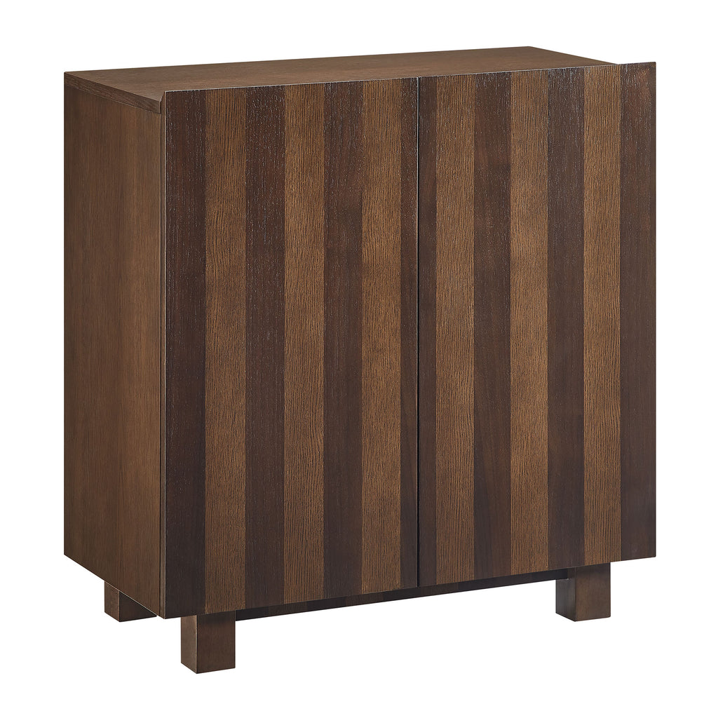 Kline 2-Door Striped Accent Cabinet - Dark Walnut Stripe