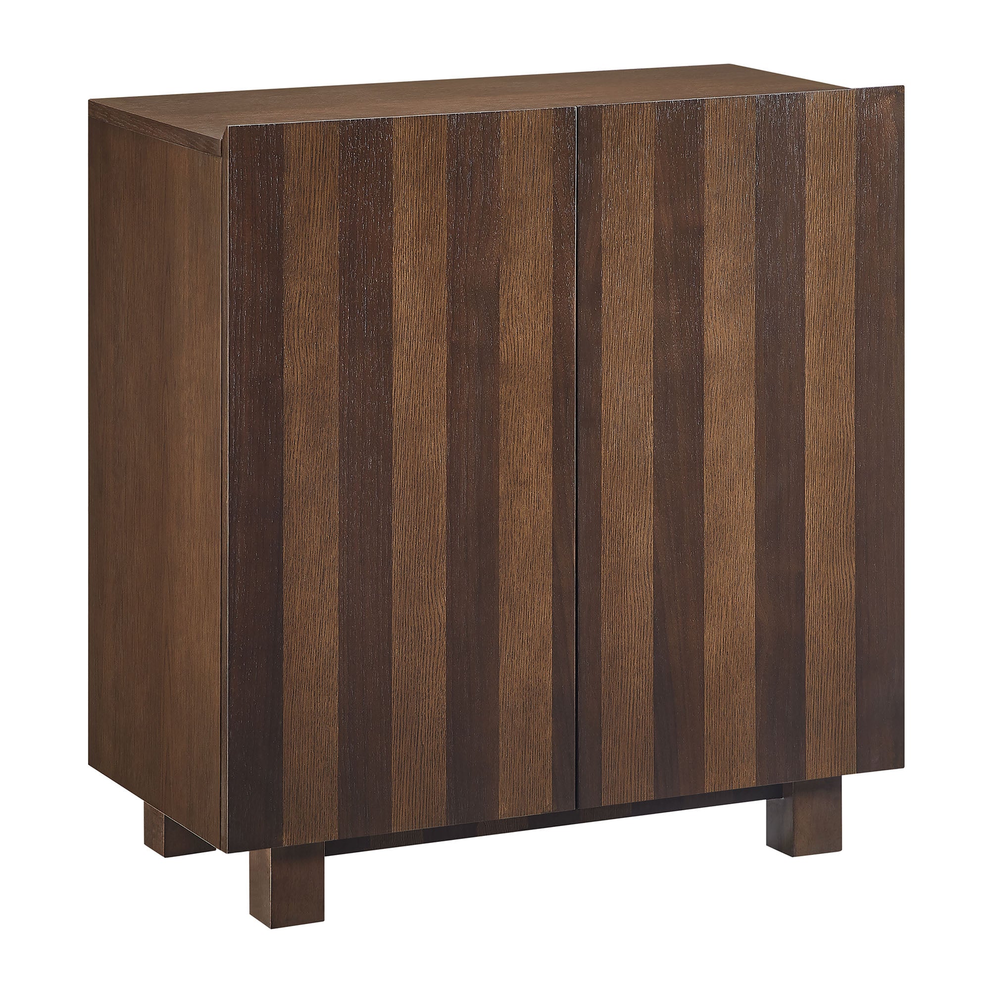 Kline 2-Door Striped Accent Cabinet - Dark Walnut Stripe