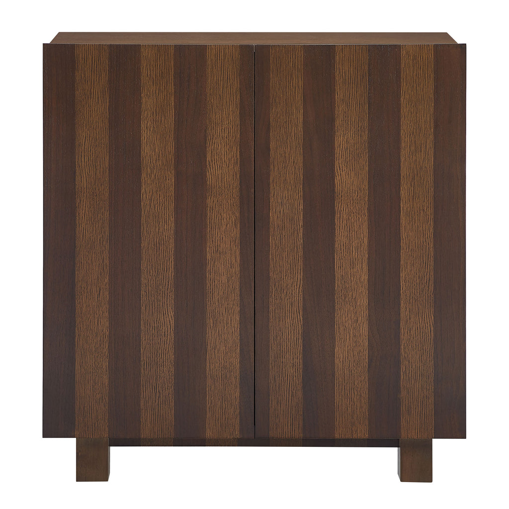 Kline 2-Door Striped Accent Cabinet - Dark Walnut Stripe