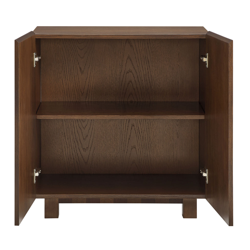 Kline 2-Door Striped Accent Cabinet - Dark Walnut Stripe