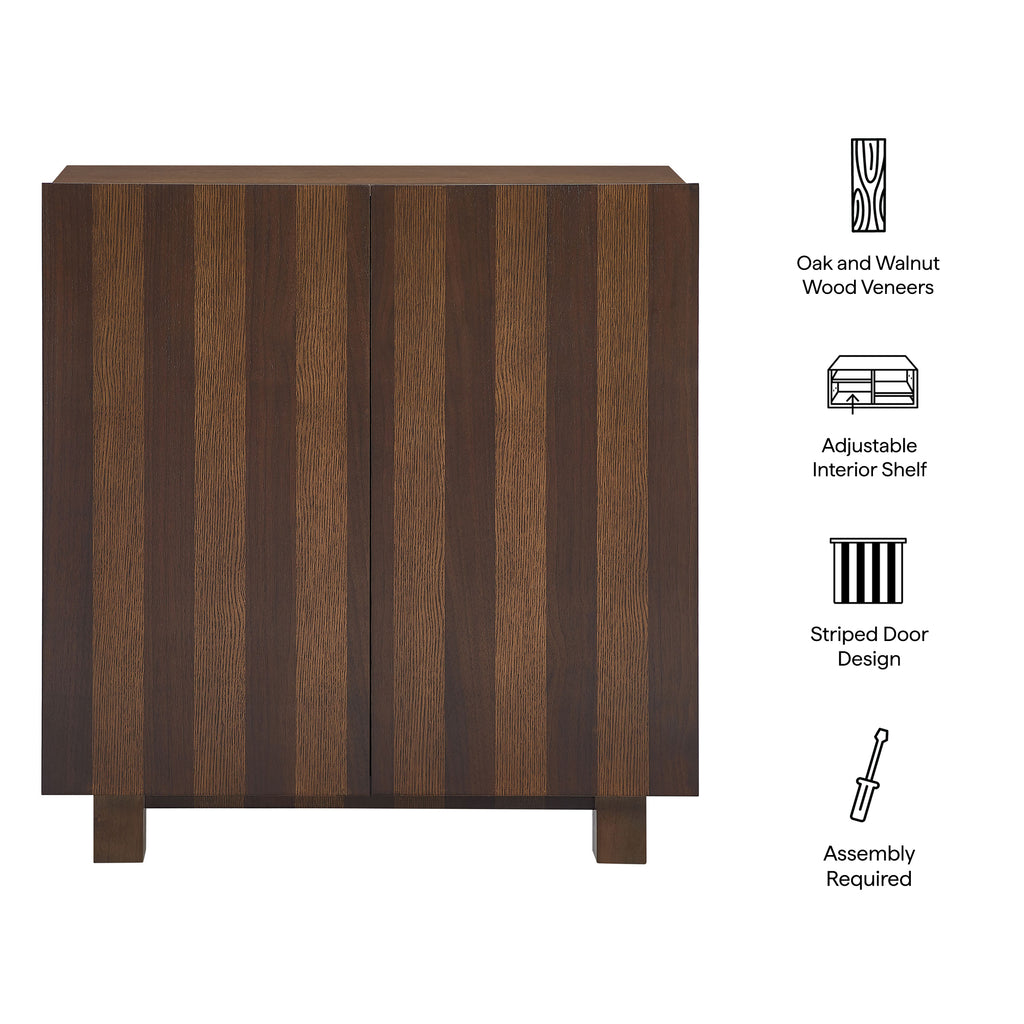 Kline 2-Door Striped Accent Cabinet - Dark Walnut Stripe