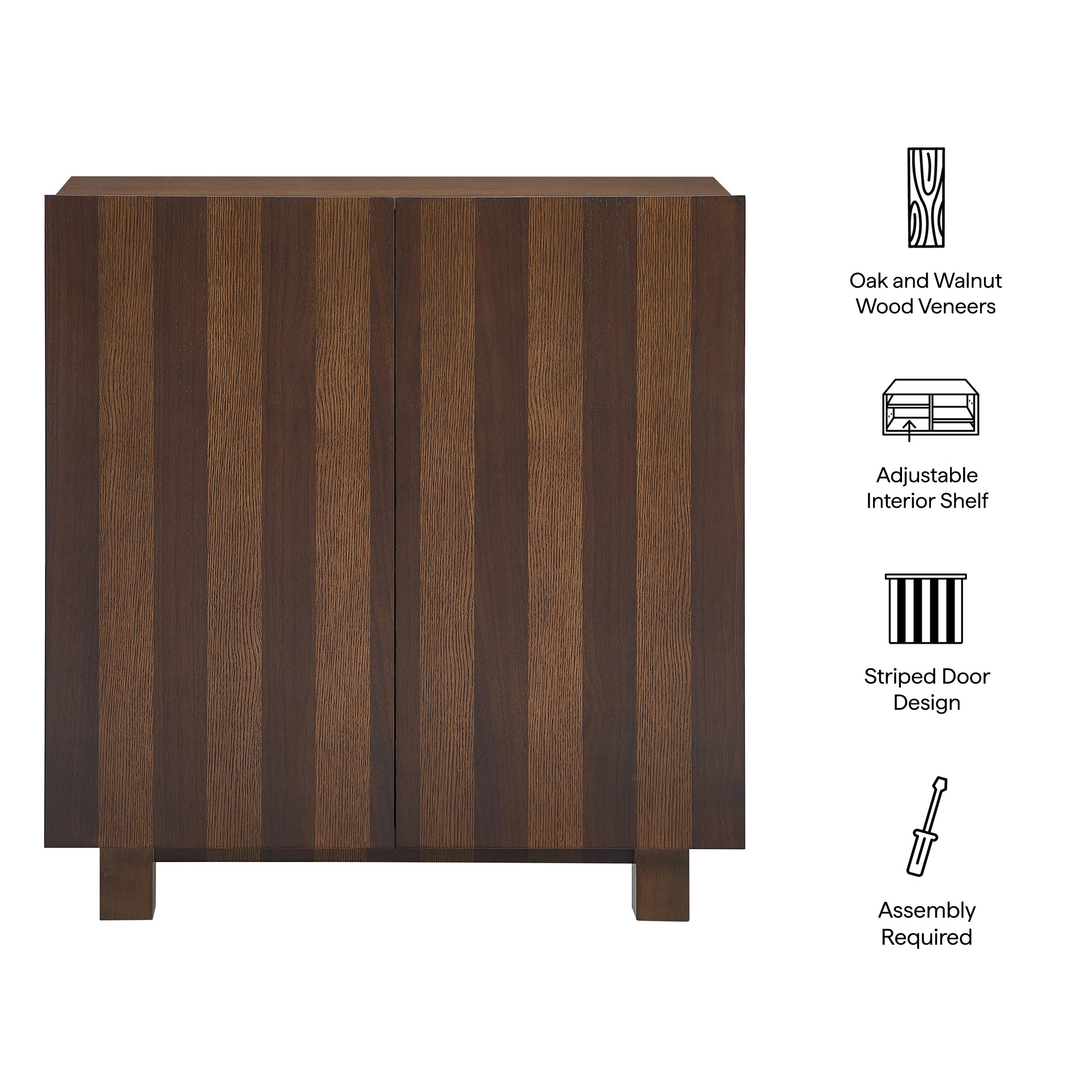 Kline 2-Door Striped Accent Cabinet - Dark Walnut Stripe