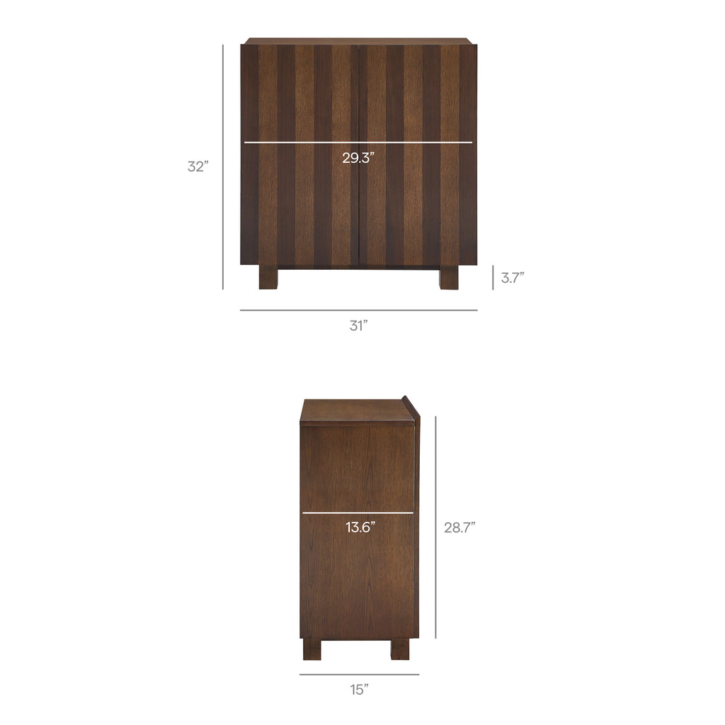 Kline 2-Door Striped Accent Cabinet - Dark Walnut Stripe