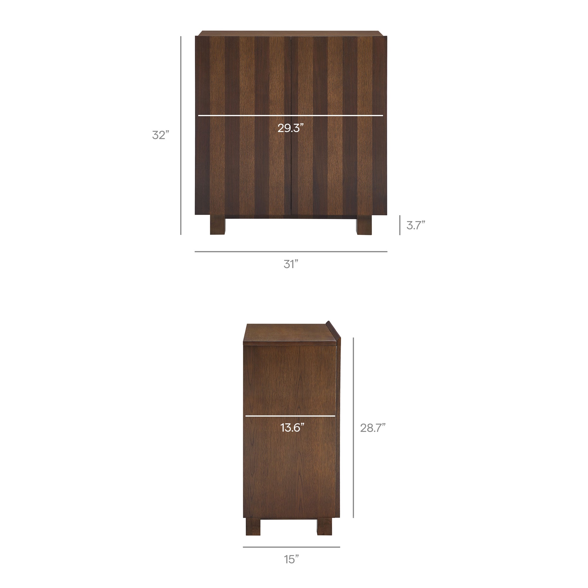 Kline 2-Door Striped Accent Cabinet - Dark Walnut Stripe