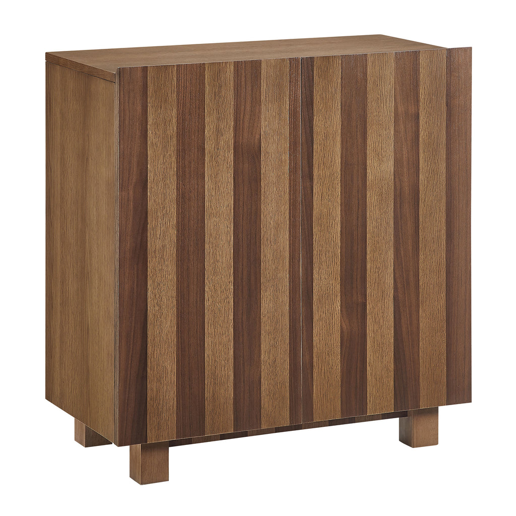 Kline 2-Door Striped Accent Cabinet - Oak Walnut Stripe