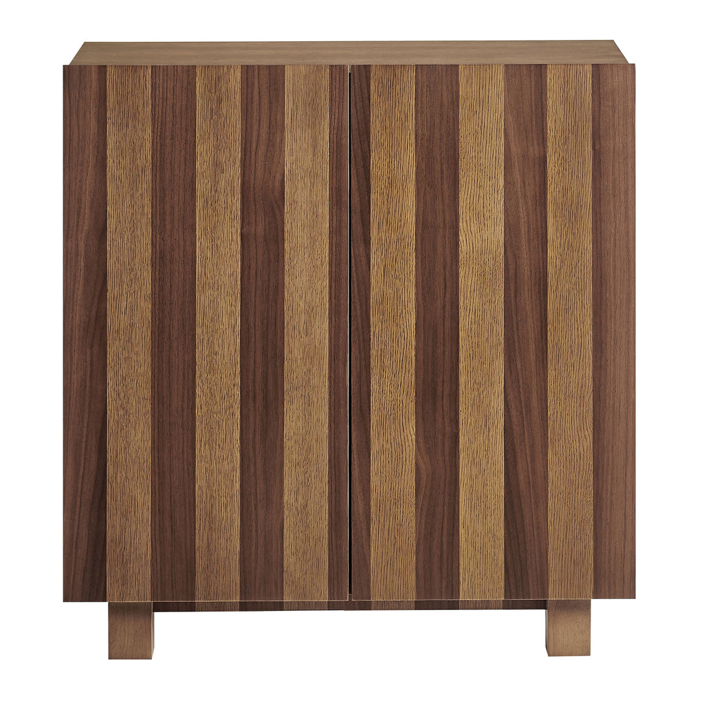 Kline 2-Door Striped Accent Cabinet - Oak Walnut Stripe