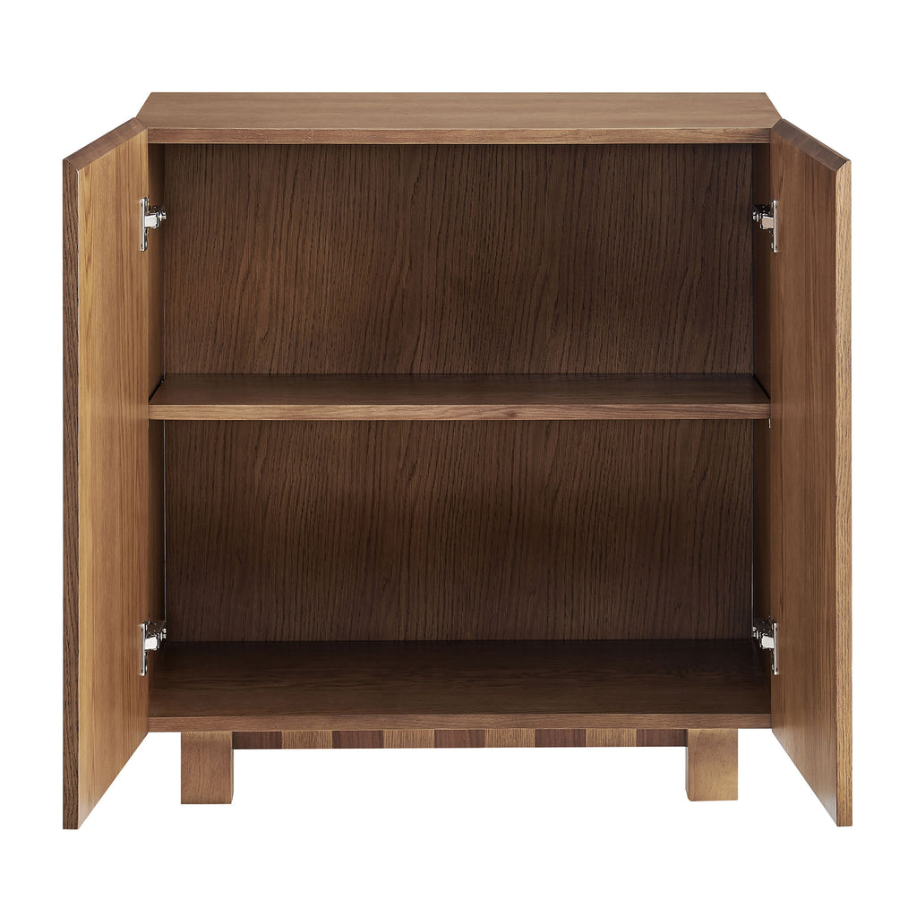 Kline 2-Door Striped Accent Cabinet - Oak Walnut Stripe