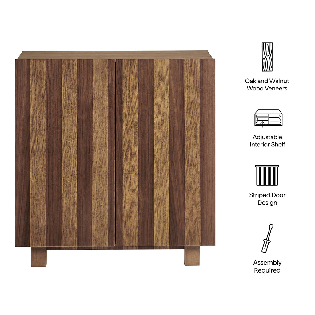 Kline 2-Door Striped Accent Cabinet - Oak Walnut Stripe