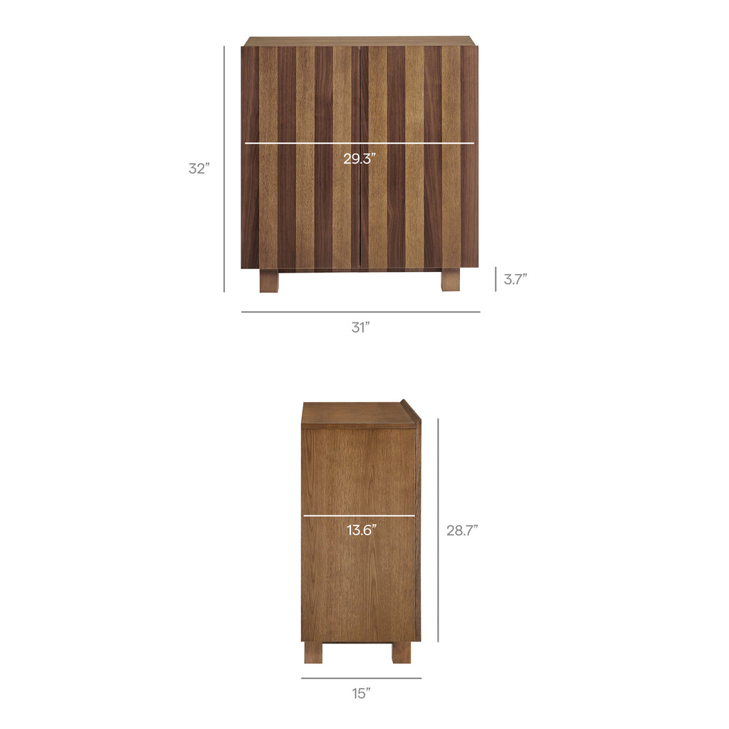 Kline 2-Door Striped Accent Cabinet - Oak Walnut Stripe