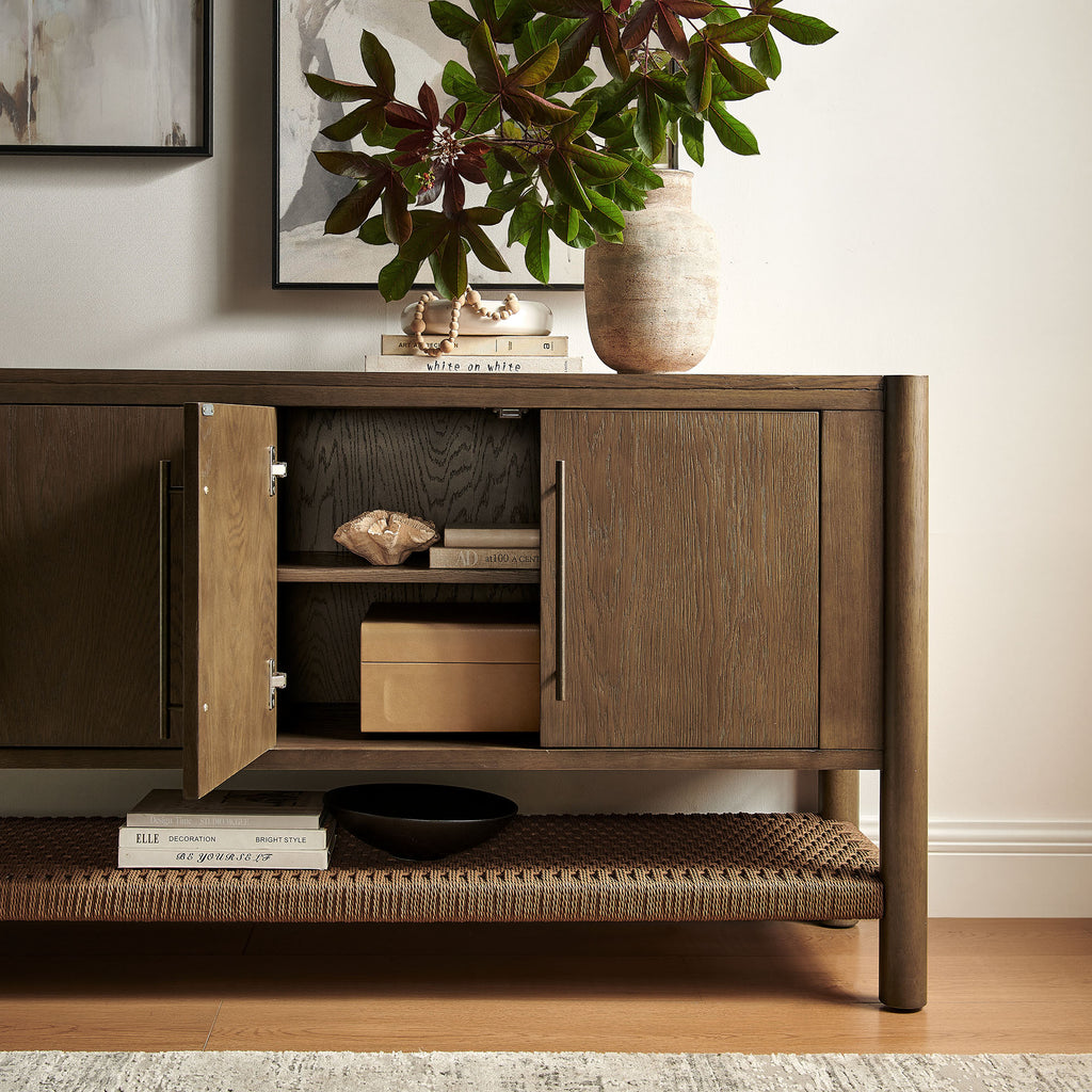 Taschen 4-Door Wood Sideboard Cabinet - Walnut Brown