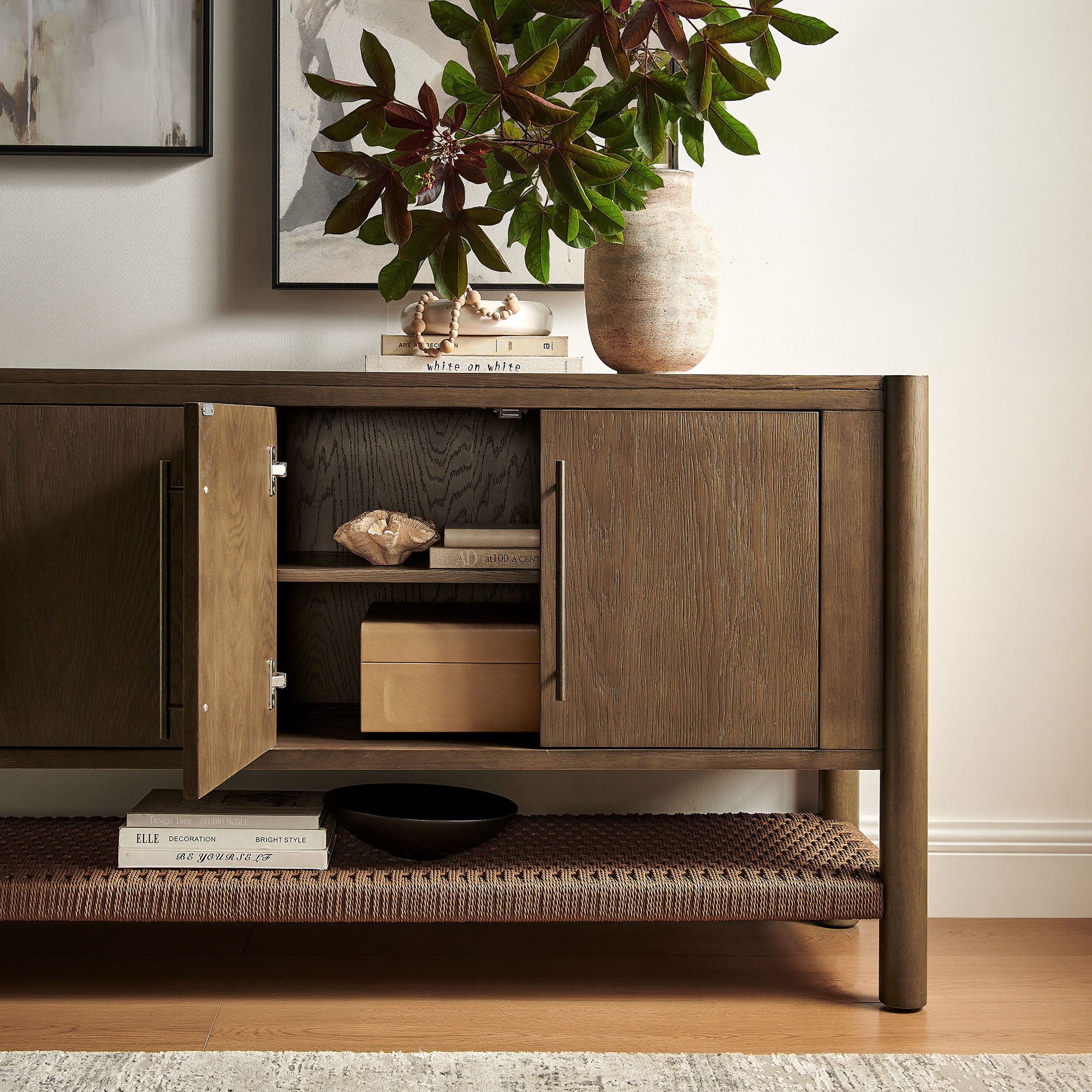 Taschen 4-Door Wood Sideboard Cabinet - Walnut Brown