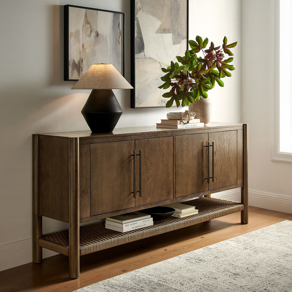 Taschen 4-Door Wood Sideboard Cabinet - Walnut Brown