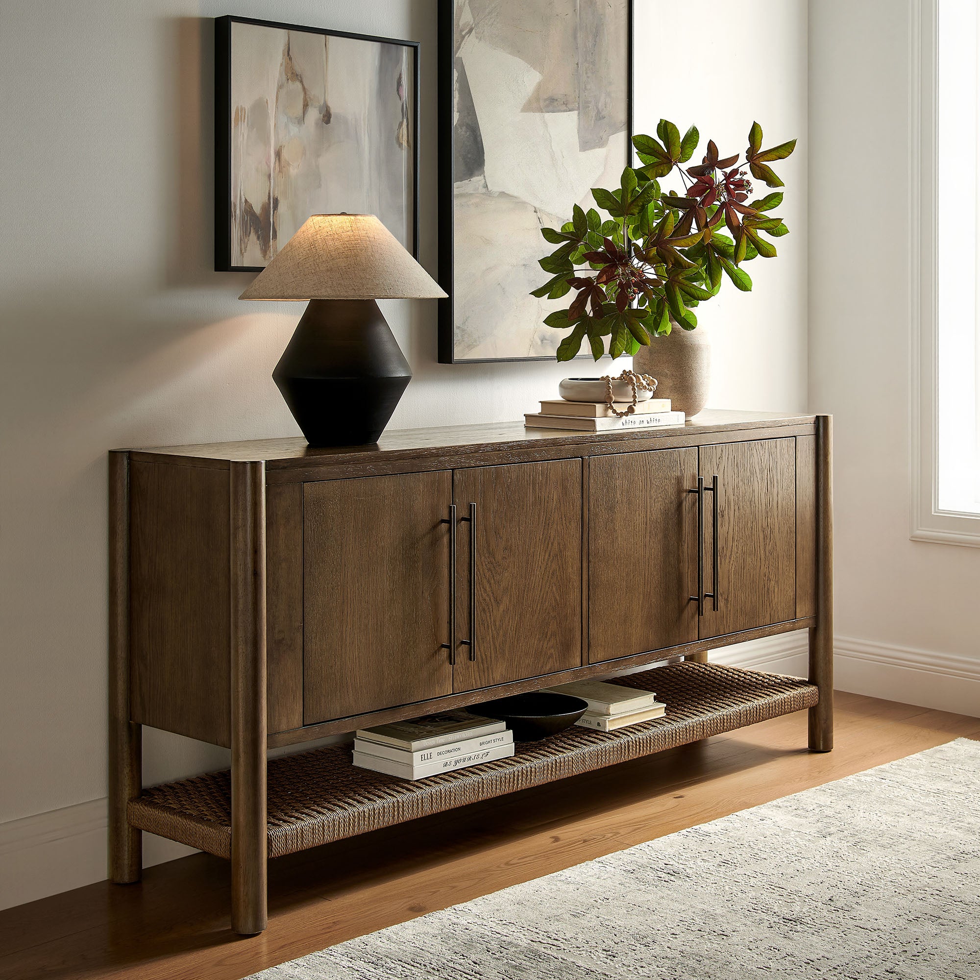 Taschen 4-Door Wood Sideboard Cabinet - Walnut Brown