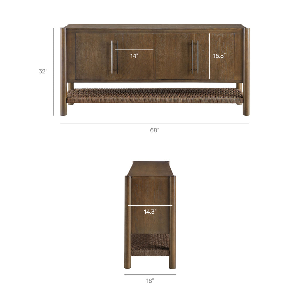 Taschen 4-Door Wood Sideboard Cabinet - Walnut Brown