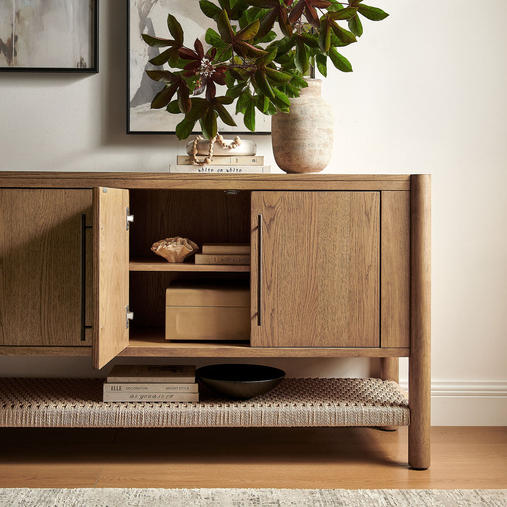 Taschen 4-Door Wood Sideboard Cabinet - Weathered Oak Natural