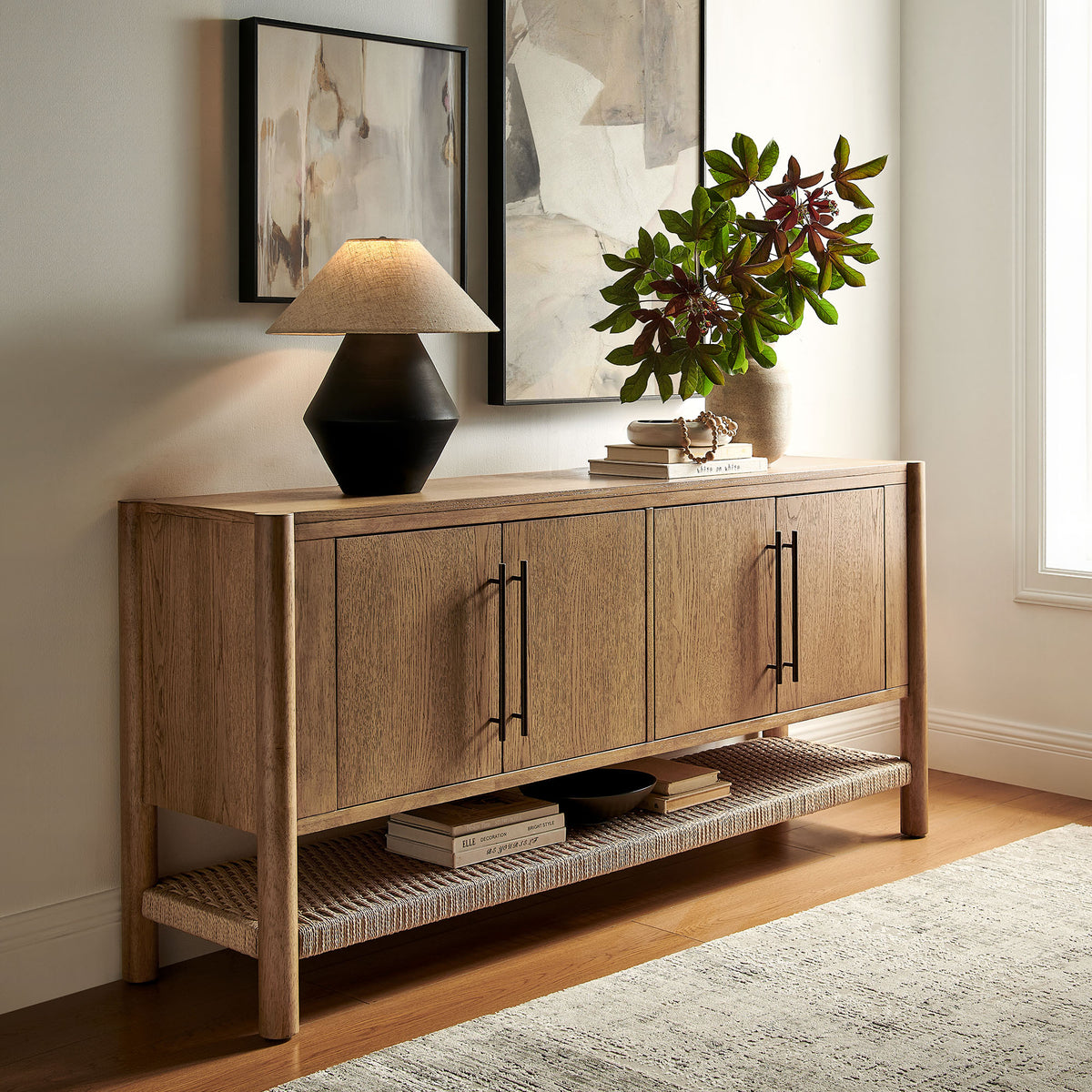Taschen 4-Door Wood Sideboard Cabinet - Weathered Oak Natural