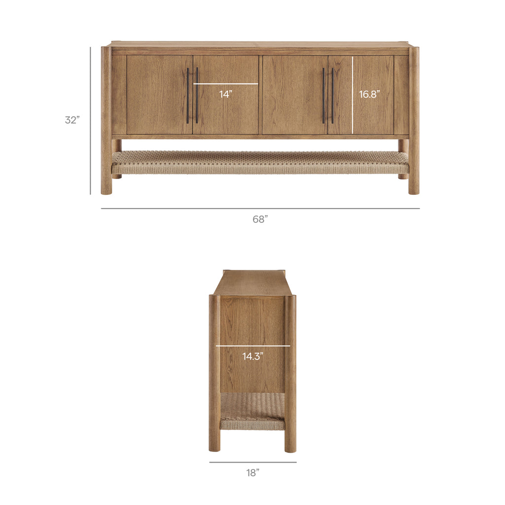 Taschen 4-Door Wood Sideboard Cabinet - Weathered Oak Natural