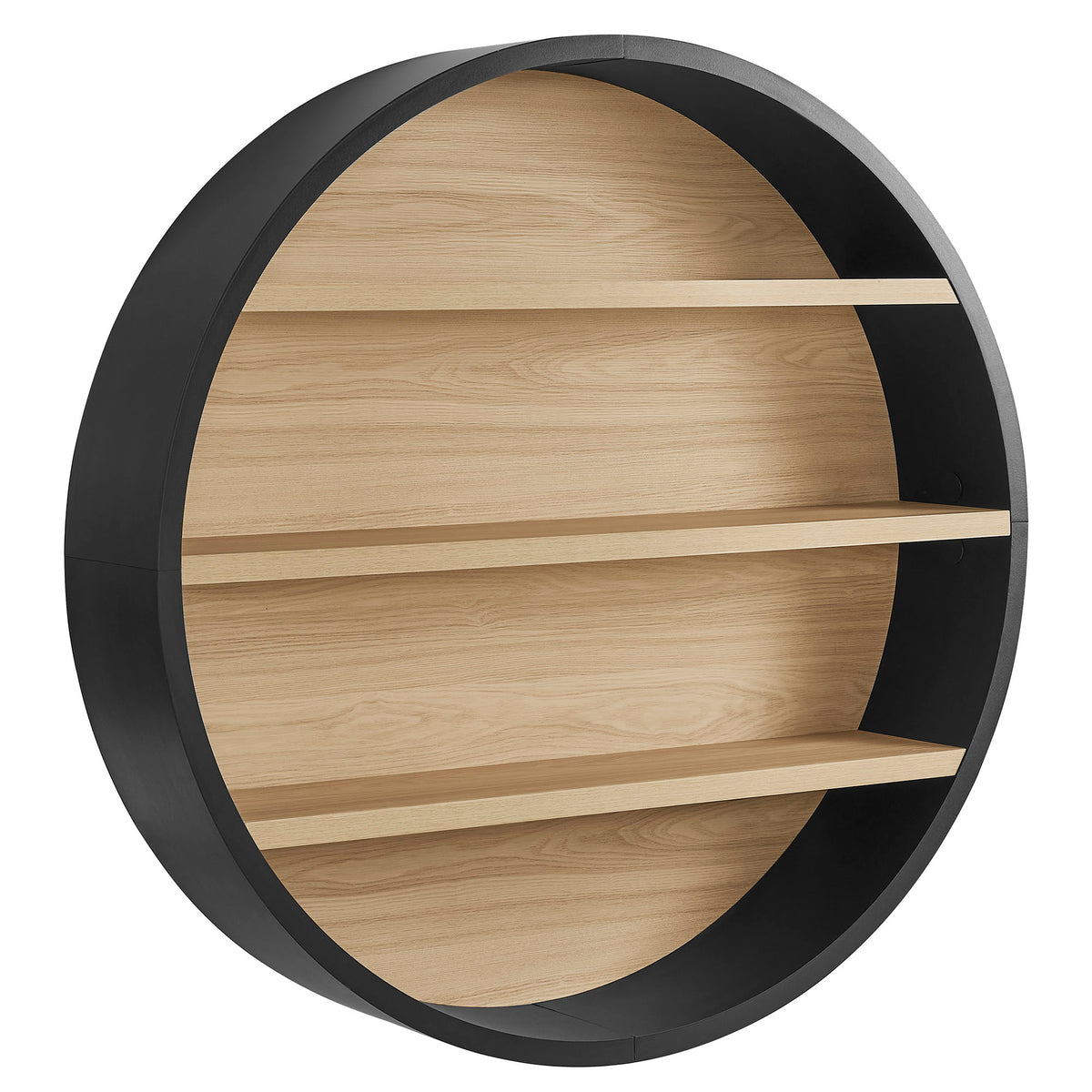 Romy 47" Round Wall Book Shelf - Black Natural