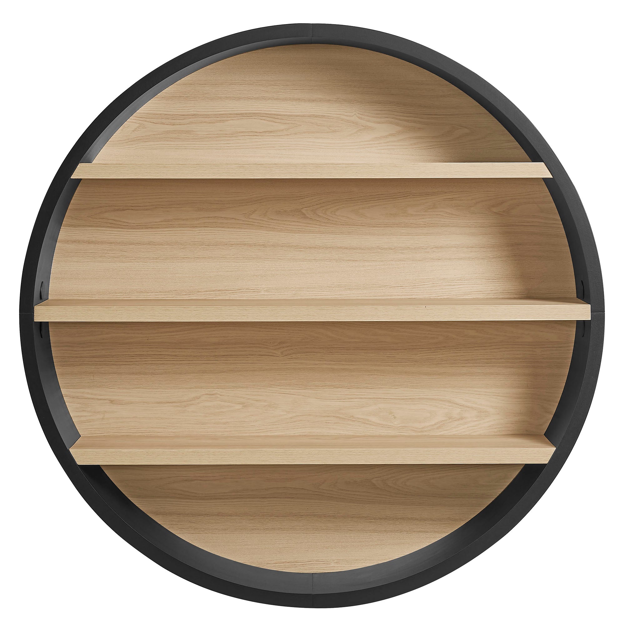 Romy 47" Round Wall Book Shelf - Black Natural