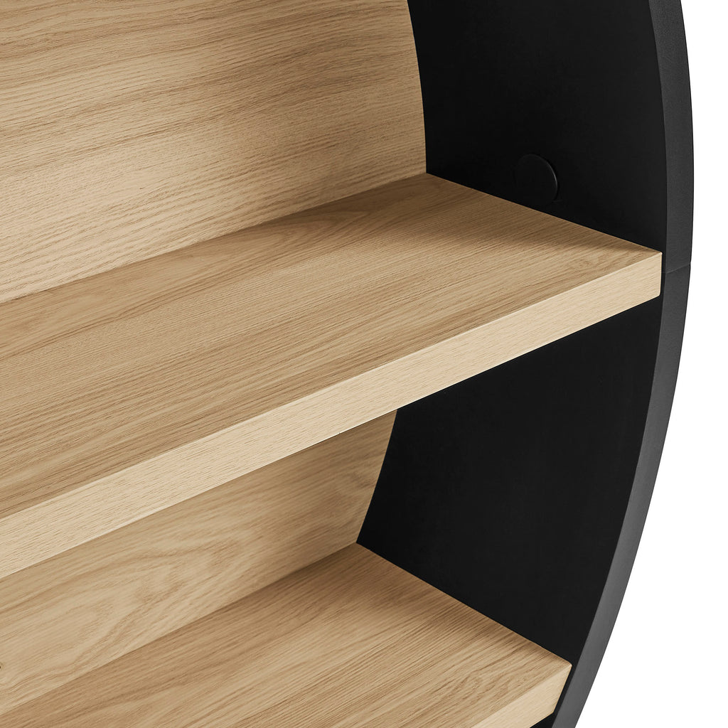Romy 47" Round Wall Book Shelf - Black Natural