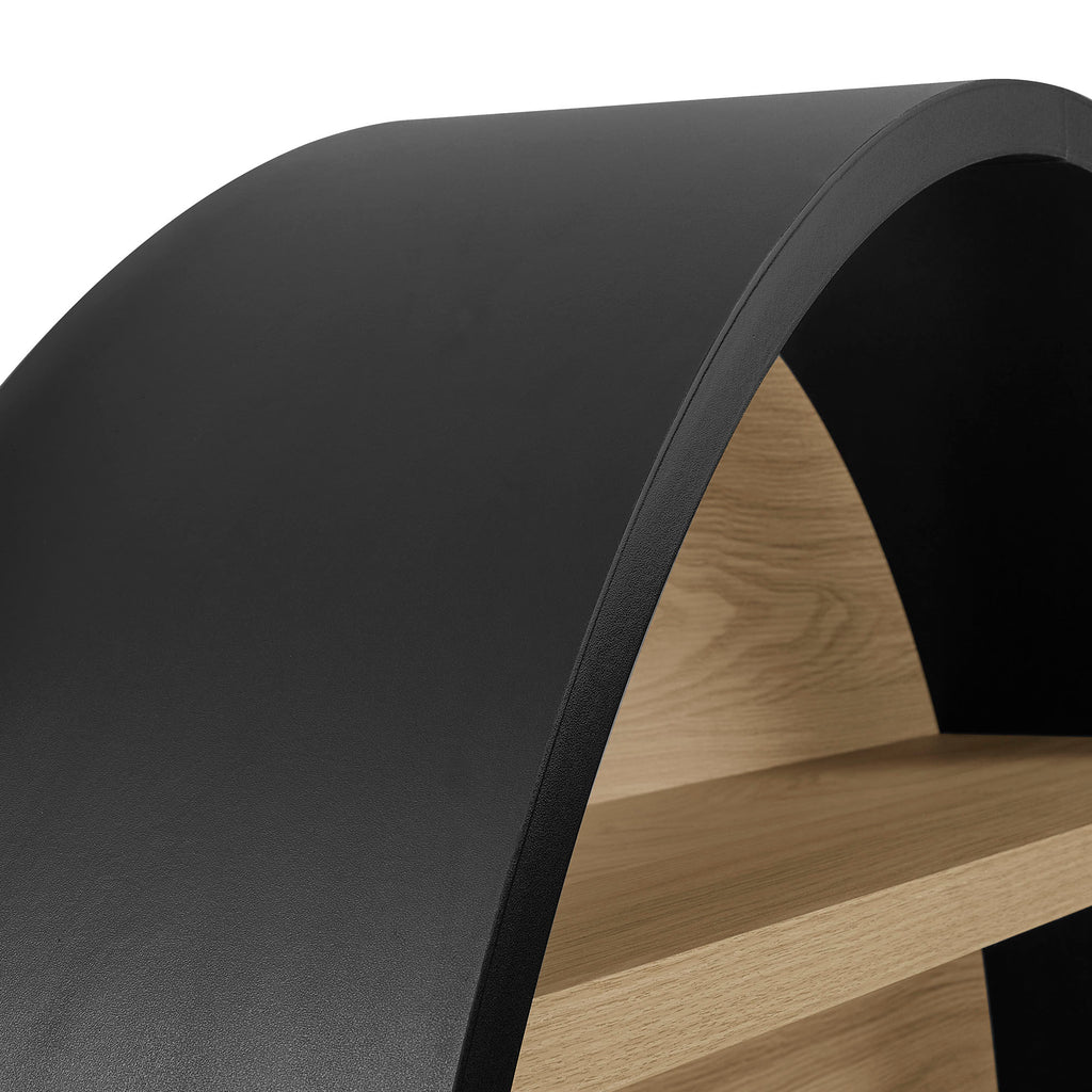 Romy 47" Round Wall Book Shelf - Black Natural