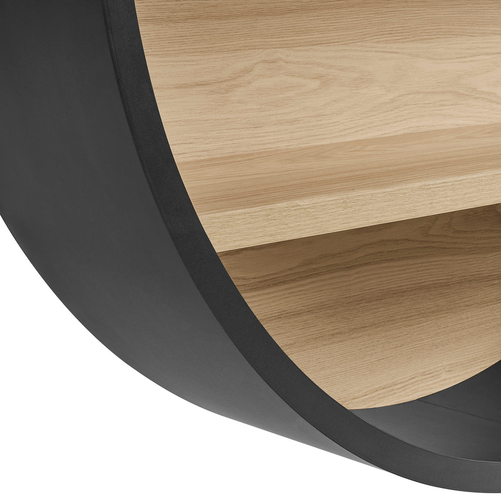 Romy 47" Round Wall Book Shelf - Black Natural