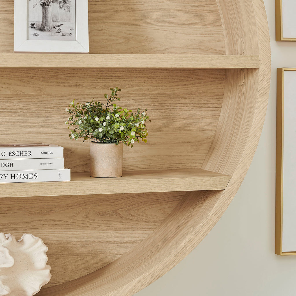 Romy 47" Round Wall Book Shelf - Natural