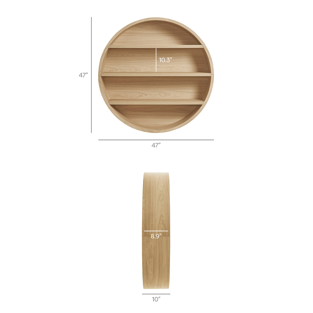 Romy 47" Round Wall Book Shelf - Natural