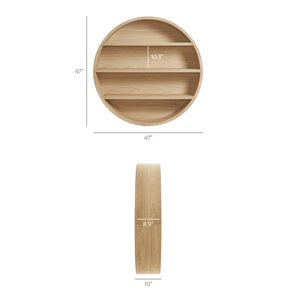 Romy 47" Round Wall Book Shelf - Natural