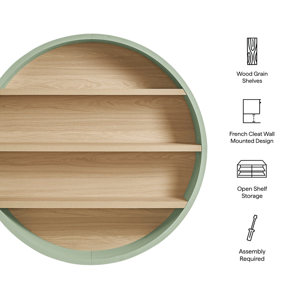 Romy 47" Round Wall Book Shelf - Sage Natural