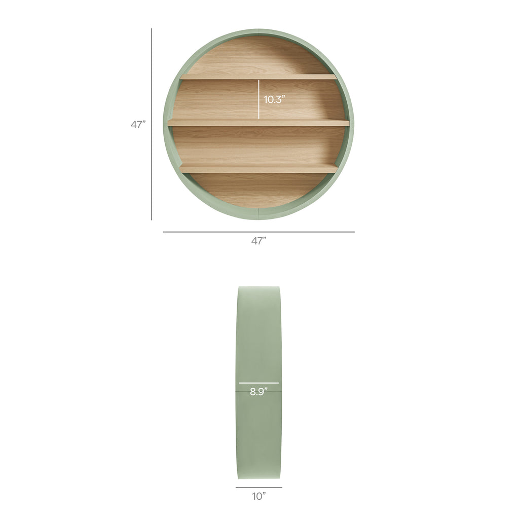 Romy 47" Round Wall Book Shelf - Sage Natural