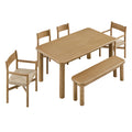 Alvia 6-Piece Oak Wood Dining Table and Seating Set - Weathered Oak