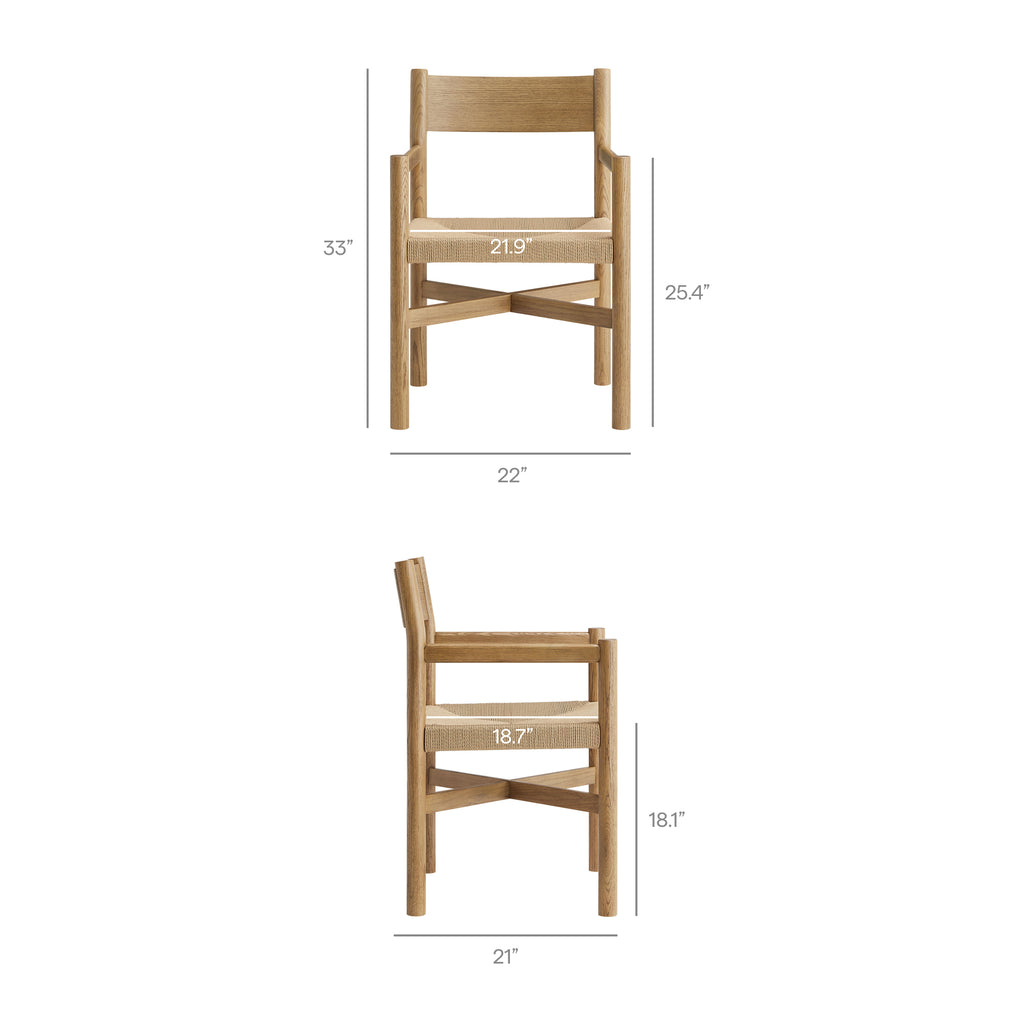 Alvia 6-Piece Oak Wood Dining Table and Seating Set - Weathered Oak