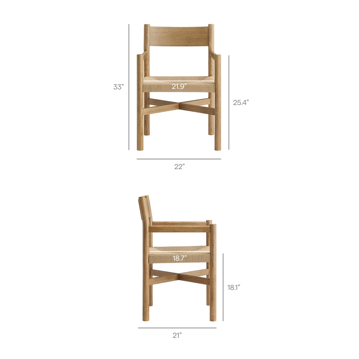 Alvia 6-Piece Oak Wood Dining Table and Seating Set - Weathered Oak