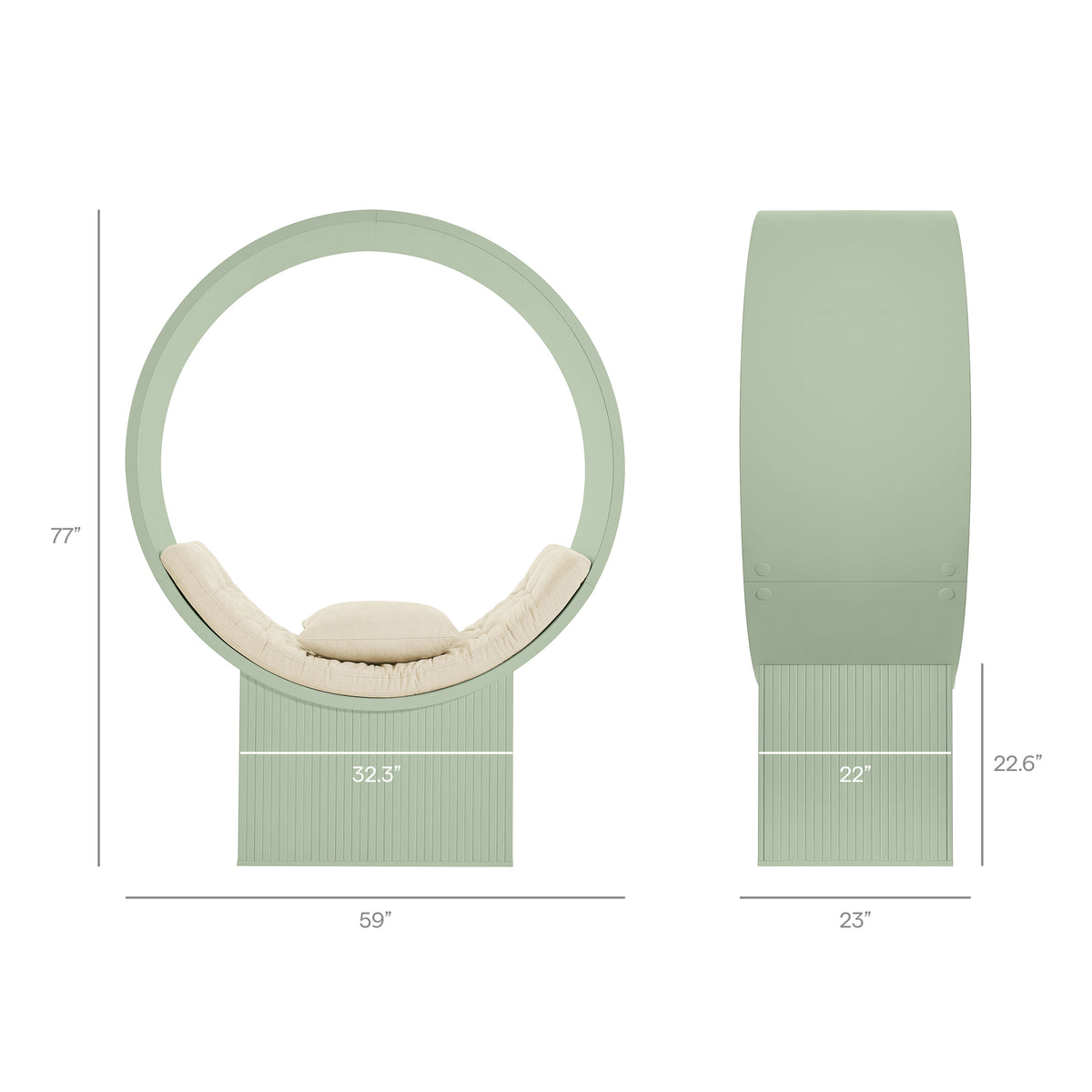 Aperture Round Alcove Accent Chair - Sage Ivory