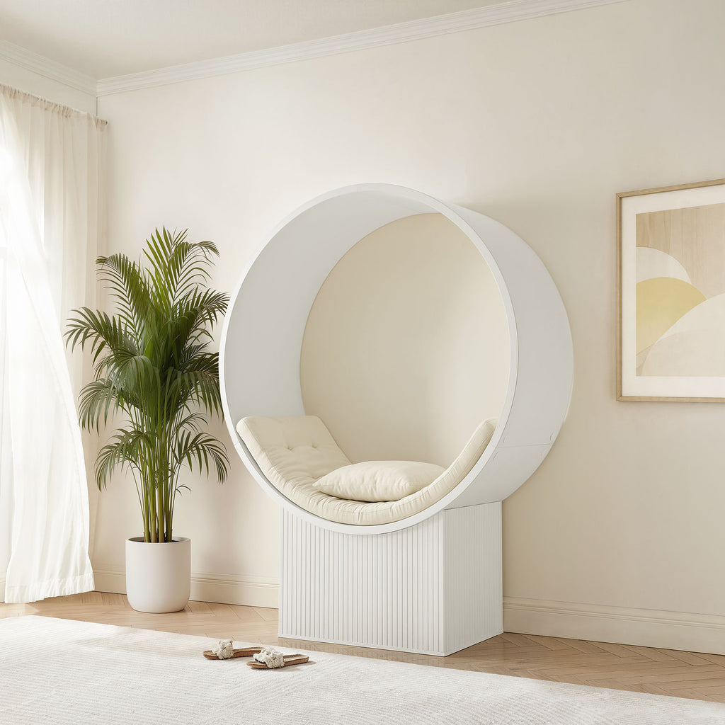 Aperture Round Alcove Accent Chair - White Ivory