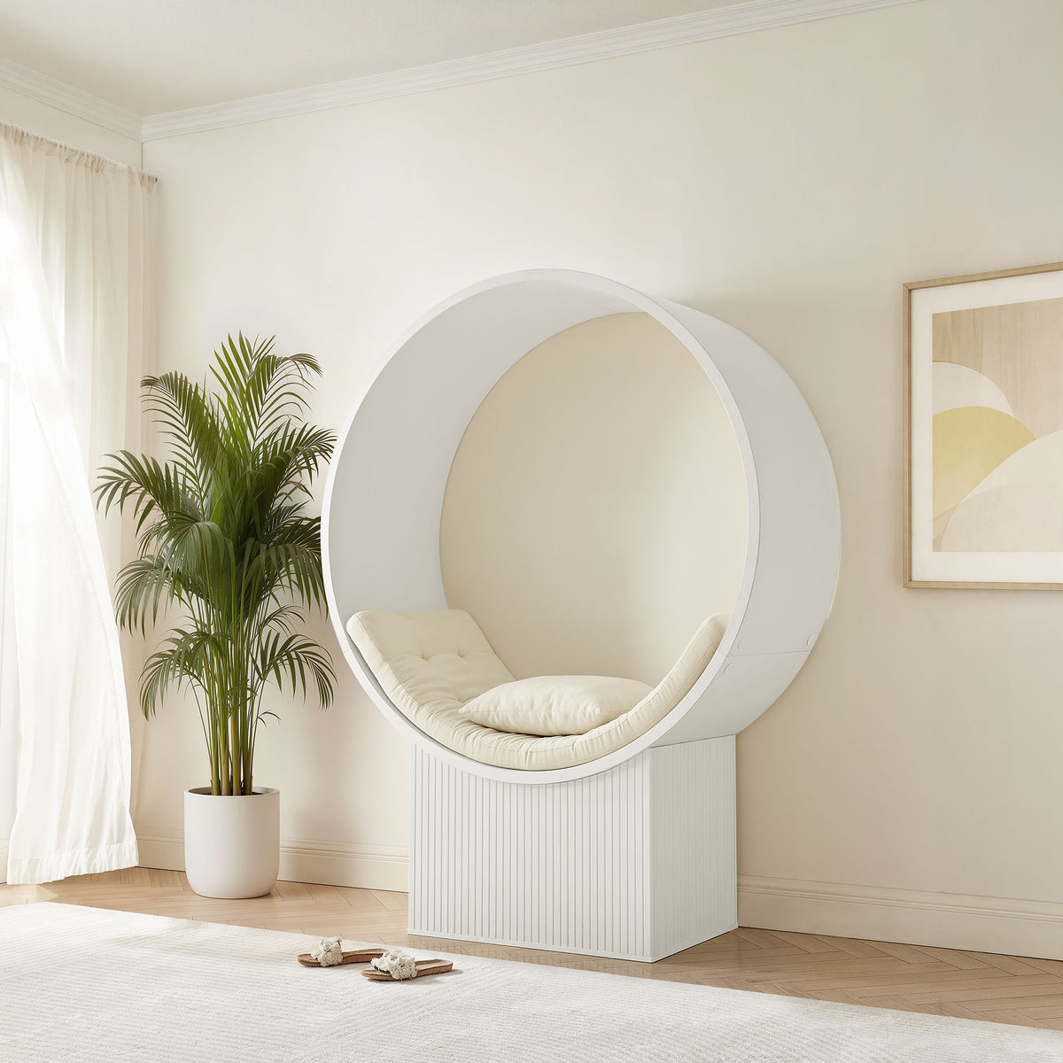 Aperture Round Alcove Accent Chair - White Ivory