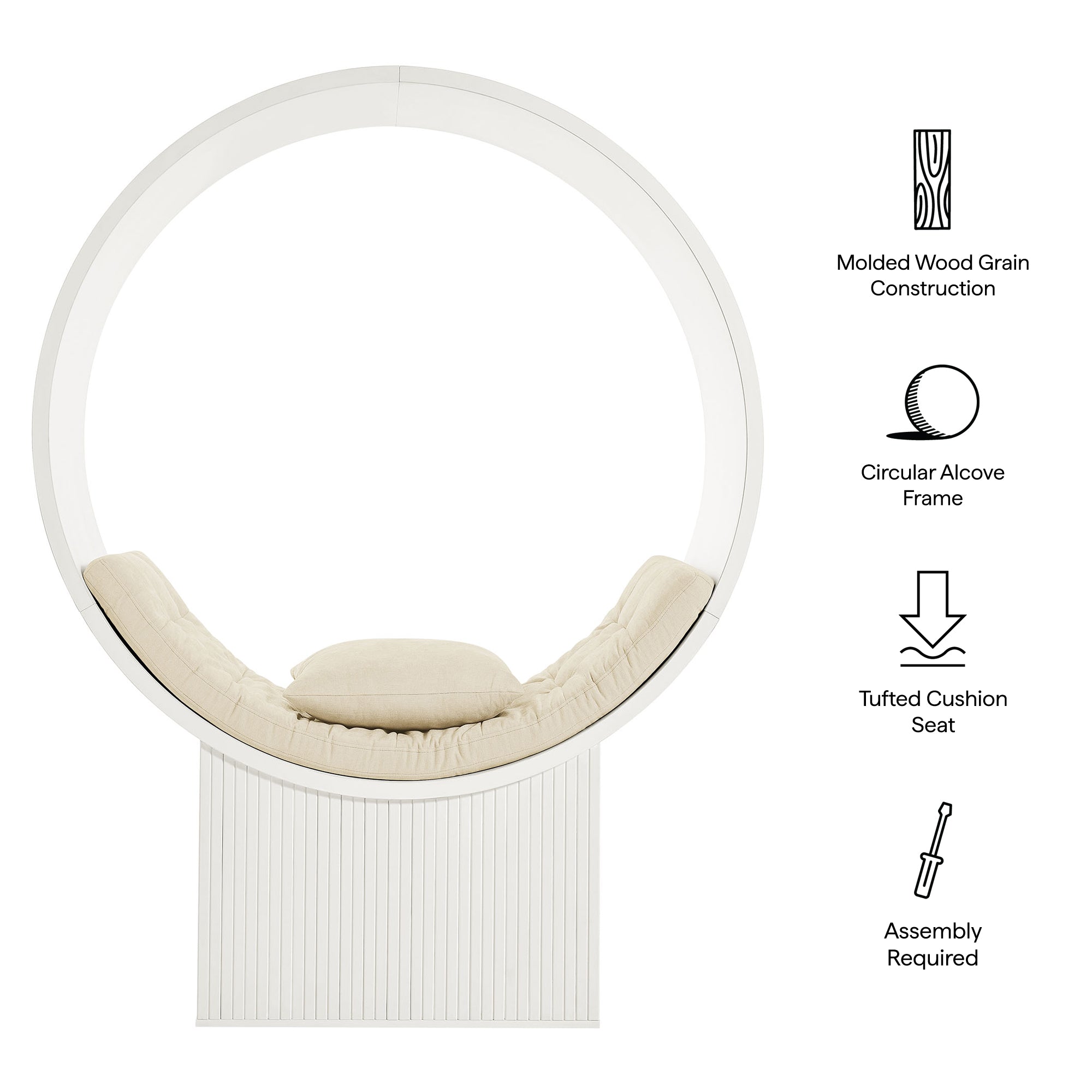 Aperture Round Alcove Accent Chair - White Ivory
