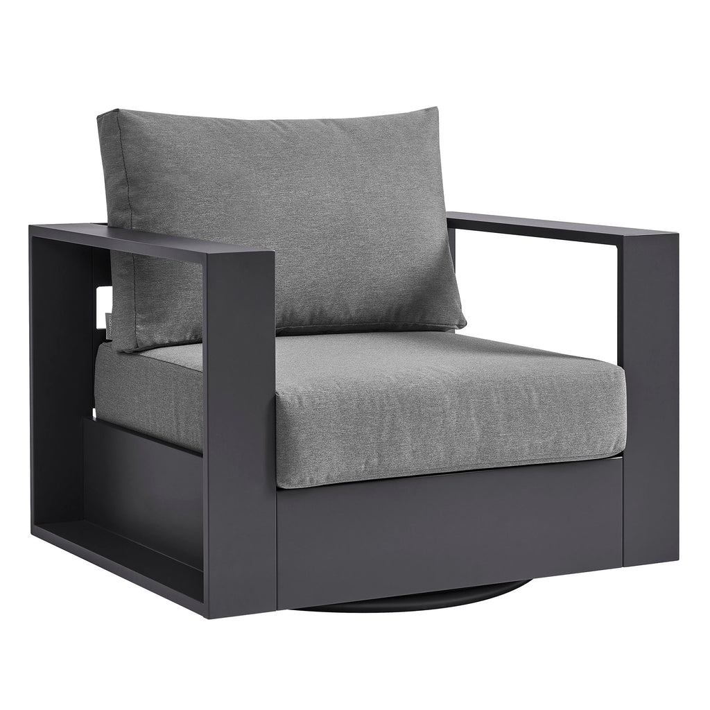 Tahoe Outdoor Patio Powder-Coated Aluminum Swivel Armchair - Gray Charcoal