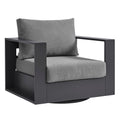 Tahoe Outdoor Patio Powder-Coated Aluminum Swivel Armchair - Gray Charcoal